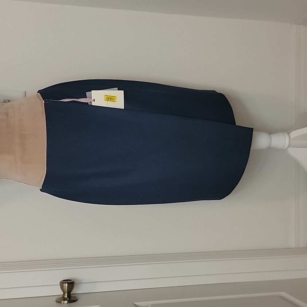 Alex Marie Blue Faux Wrap Pencil Skirt, Fully Lined. NWT. Size 10
